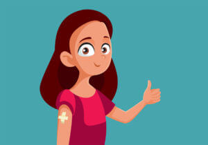 Vaccinated Teen Girl Holding Thumbs